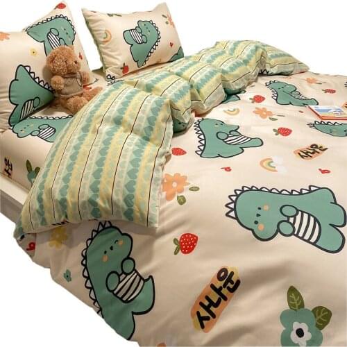 INS Style Four-Piece Suit of Cotton Bed Supplies 100% Cotton Quit Cover Childrens Student Dormitory Bed Single Quilt Cover