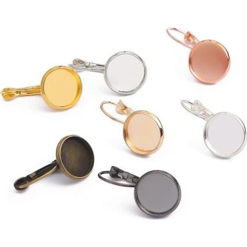 8 10 12 14 16 18 20 mm French Lever Cabochon Earring Setting Blank Earring Base Cameo Bezels Tray For Jewelry Making Supplies