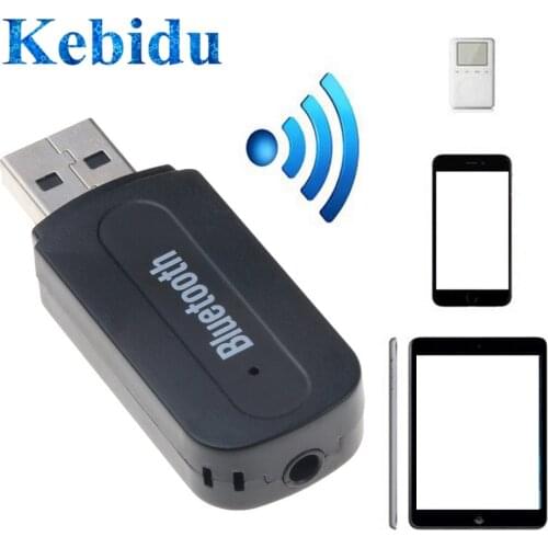 Kebidu USB Bluetooth Stereo Music Receiver Dongle Adapter Converter 3.5mm Jack Audio Cable for Speaker Portable for iPhone