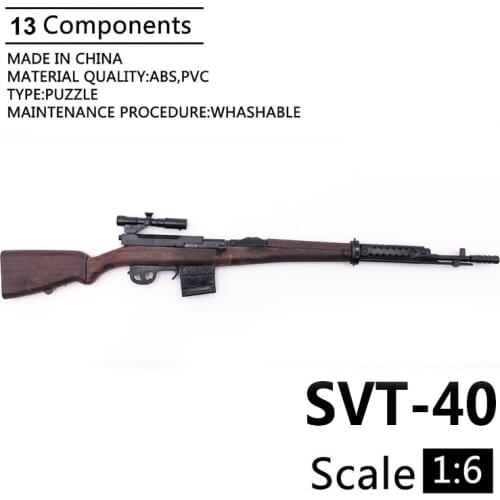 1:6 SVT-40 Rifle Gun Model Coated Plastic Military Model Accessories For 12" Action Figure Display Collection