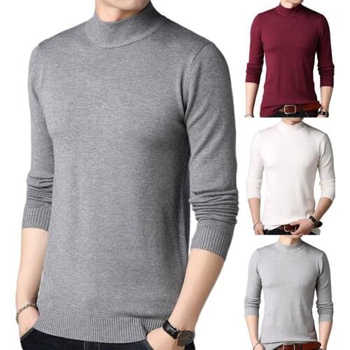 Men Fashion Autumn Winter O-neck Pullovers Sweaters Warm long sleeve Short Slim-fit tight sweate