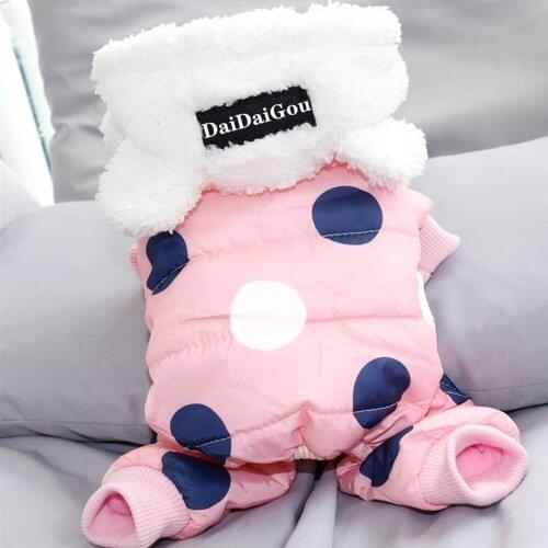 Soft Dot Warm Pet Clothes for Dog Puppy Windproof Snowsuit Jackets Outdoor Fleece Hooded Coat Pet Cat Small Dog Jumpsuit Rompers