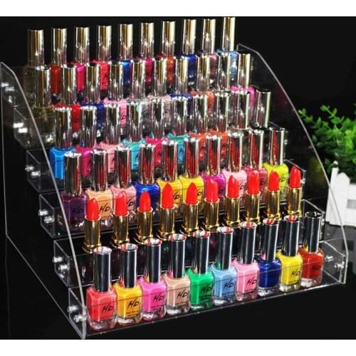 6 TiersLayer New Clear Acrylic Plastic Nail Polish Rack Lipstick Organizer Storage Display Shelf Nail Polish Holder31*26.5*21.5