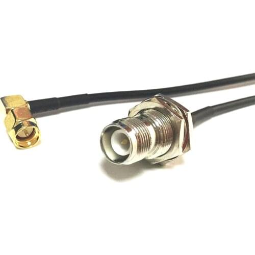 New RP-TNC Female Jack nut Connector Switch SMA Male Plug Right Angle Connector RG174 Wholesale 20CM 8" Adapter