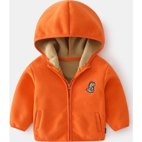Boys Autumn Winter Plus Velvet Hooded Outerwear Tops 2021 New Fleece Kids Jackets Warm Plush Baby Clothes 1-7T
