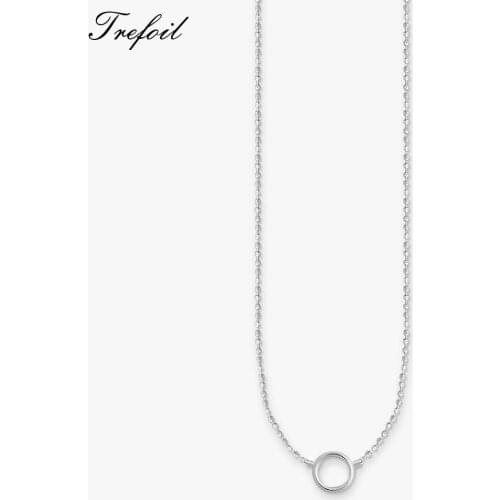 Link Chain Necklace Round Charm Carrier,2020 Spring Brand New Fashion 925 Sterling Silver Jewelry Trendy Gift For Women Men