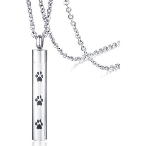 Cute Pet Paw Charm Keepsake Urn Necklaces for Women Man Can Be Opened Stainless Steel Love Gift Collar Bijoux