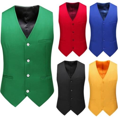 2020 Casual Men Vest 15 Colors Single-breasted Suit Vest Slim Fit Man Tank Top