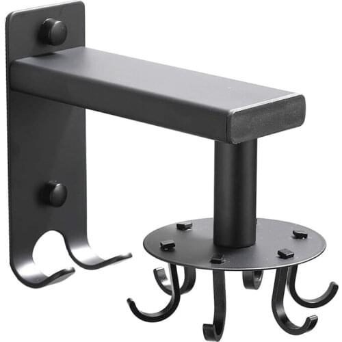 Practical Wall-Mounted Utensils Hanger Adjustable Rotating Hooks Kitchen Rack Wall Hooks with 6 Removable Hooks 2 Hanging Hook