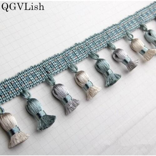 QGVLish 14M/lot Color Curtain Tassel Fringe Lace Trims DIY Sewing Sofa Stage Valance Curtain Accessories Lace Ribbon Belts Trim