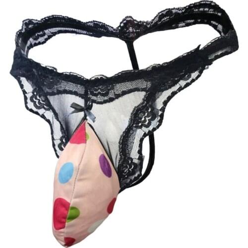 Sissy Sexy Mens Bugle Pouch Panties Crossdress Bikini Thong Briefs Underwear Print T-Back G-Strings Bikini Underwear Lingerie