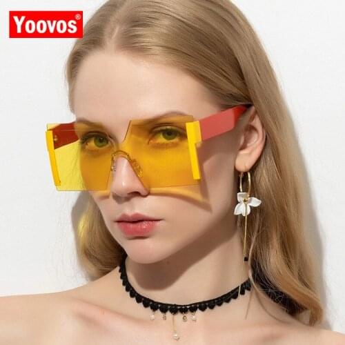 Yoovos 2021 Women Sunglasses Oversized Sun Glasses For Women Square Okulary Brand Designer Sunglasses Women Frameless Eyewear