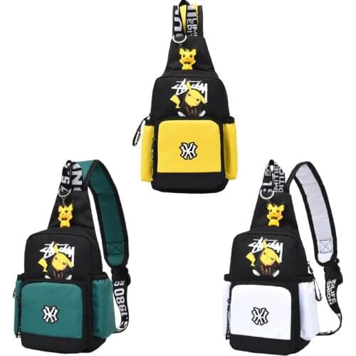 Pokemon Pikachu 3-color Shoulder Bag Mens and Womens Go Sling Chest Bag Sports Youth Messenger Handbag Chest Strap Waist Bag