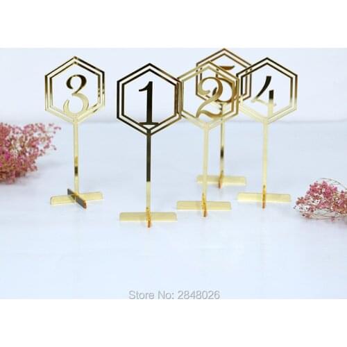 Rustic Wedding acrylic Geometric Table Numbers With Holder Set,Shower party Number Sign,Personalized Elegant table number