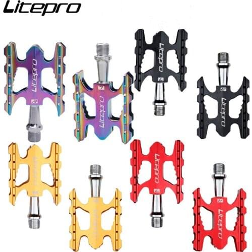 Litepro Folding Bicycle Platform Pedal Mountain Bike Flat Pedals Aluminum Alloy Ultra Light Bike Pedal for BMX MTB Road Bike