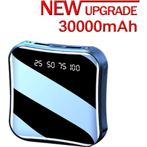 30000mAh Mini Power Bank 2USB LED Display Portable External Battery Charger Powerbank High-capacity Power Banks for iPhone