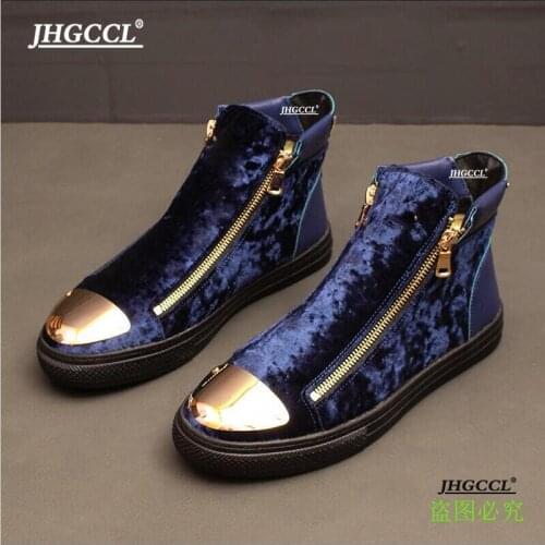 2020 High Quality Velvet boots High Top British Style Shoes Men zipper Causal Luxury Shoes Bottom rubber Shoes for Male A4