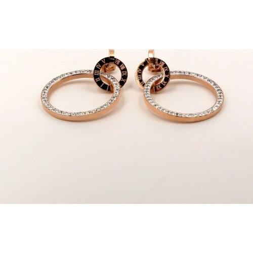 Metal Roman Numeral Size Round Titanium Steel Earrings For Women Rose Gold Earrings Korea Exaggerated Punk Earrings Jewelry KE88