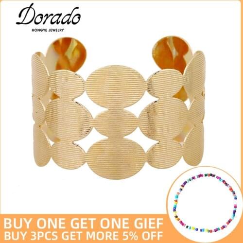 Hollow Wide Cuff Geometric Round Bracelet Bangles For Women Retro New Alloy Open Female Bangle Fashion Party Jewelry