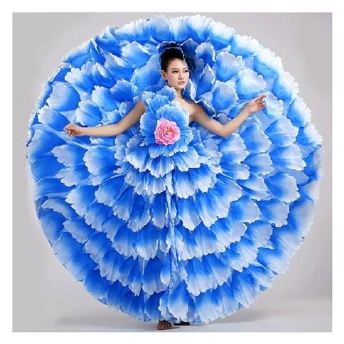 S-3XL Women Flamenco Dance Costume Female Modern Dance Expansion Dress 4 Color Spanish Dance Costume 540 720 Degree 89