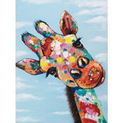 Animal Giraffe Pre-Printed 11CT Cross-Stitch Patterns DIY Embroidery DMC Threads Needlework Handiwork Knitting Mulina