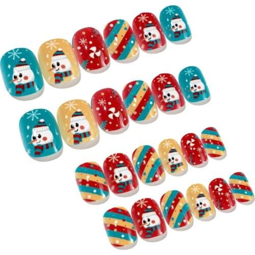 Portable 24Pcs/Set Decorative Christmas Series Kids DIY Nail Art Decor Mini Kids Art Tips Eco-Friendly for Children