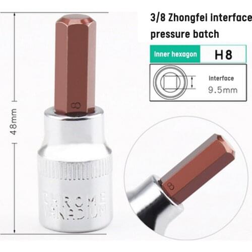 3/8 Zhongfei Pressure Batch Sleeve Manual Screwdriver Sleeve Hexagon Torx Cross Bit Pozi Bit 10mm High Quality Accessories