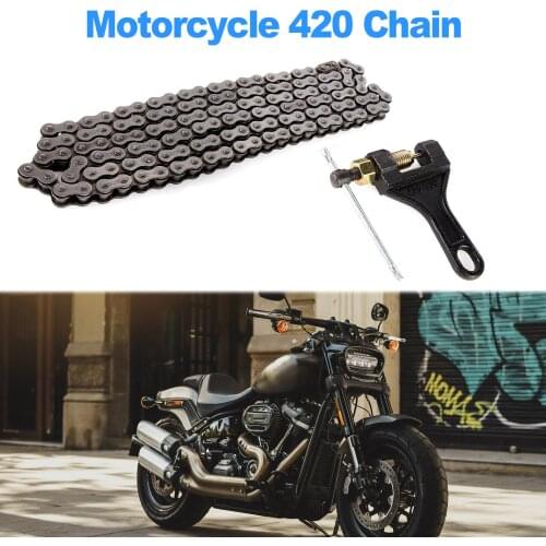 420 Motorcycle Chain Standard Roller 132 Link Chain for 50cc 70cc 110cc 125cc Dirt Pit Bike ATV Quad Scooter Mini Bike Go Kart