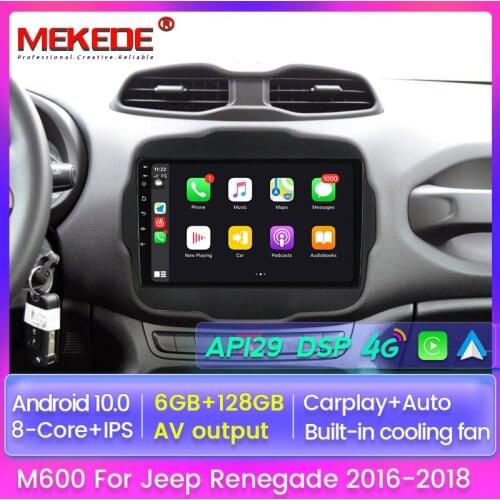 IPS 1280*720 8 Core 6+128GB Android 10 Car Radio Auto Stereo for Jeep Renegade 2014-2018 Navigation GPS DVD Multimedia Player