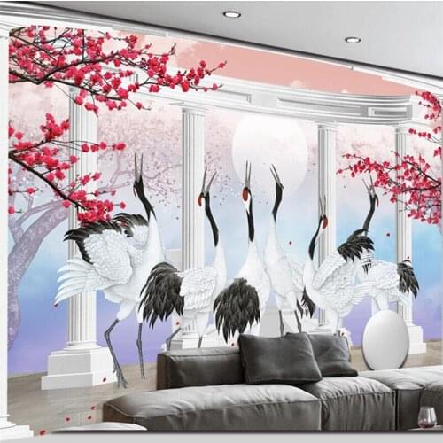 Beibehang 3D Roman column plum Xianghe Qiming background custom large mural environmental wallpaper papel de parede para quarto