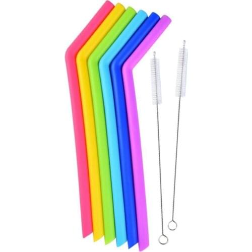 Colorful silicone straws for cups food grade 25cm silicone straight bent straws for bar home drinking straws F20173549