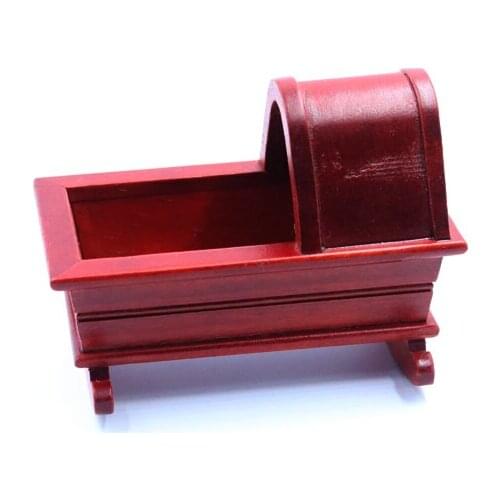 G07-X027 children baby gift Toy 1:12 Dollhouse mini Furniture Miniature rement Doll accessories wooden shaker baby bed D055 1pcs