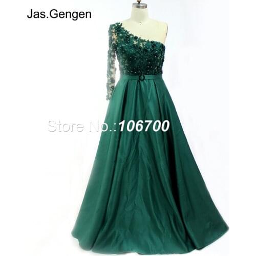 Elegant 3D Embroidery Flower Lace Prom Dresses vestido de festa One Shoulder with beading Removal Sash Long Bridal Evening Gowns