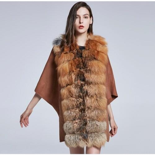 JKP 2020 new cashmere shawls Bat shirt with fox fur scarf fashion outwear HFB-12