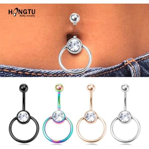 1PC New 14G Captive Bead Ring Piercing Belly Button Navel Retainer with CZ Gem CBR Belly Button Rings Surgical Steel Navel Rings