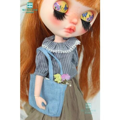 Fashion Blyth Doll Clothes Striped blouse, khaki skirt for Blyth Azone 1/6 doll accessories