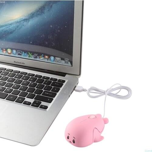 Ergonomic Design Cute Dolphin Mini Wired Mouse 1600DPI Optical USB Pink Creative Girl Gift Portable Mouse Suitable For PC Laptop