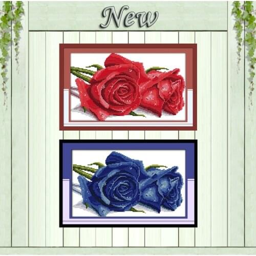 Blue Rose lover beauty flowers decor painting counted print on canvas DMC 11CT 14CT Cross Stitch kits embroidery needlework Sets