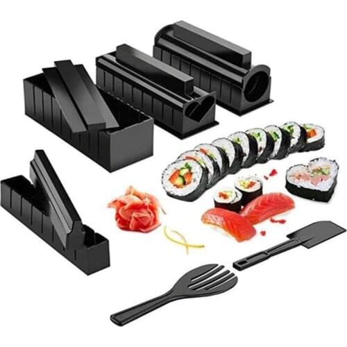 10Pcs/Set Sushi Maker Equipment Kit Onigiri Making Tool Japanese Rice Balls Cake Roll Mold Bento Accessories Kitchen Sushi Tools
