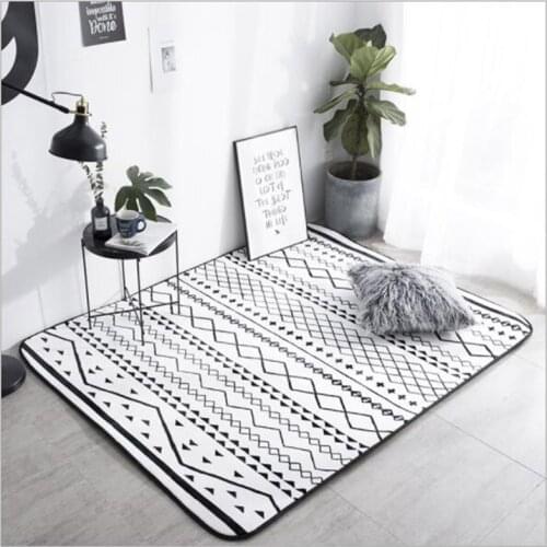 Simple Carpets for Living Room Waterproof Bohemian Bedroom Home Decoration Rug Geometric Retro Doorway Flannel Floor Mat