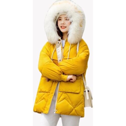 Winter Hooded Down Parka Coat 2020 New Women Down Cotton Jacket Coat Ladies Warm Loose Cotton-Padded Coats Female Overcoat AH93