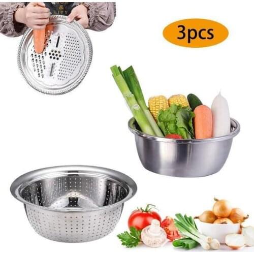 Stainless Steel Grating Basin Safe Slicer Multifunction Chopper Drain Solid Basin With Filter/Grater/Bowl Fruit Vegetable Tool
