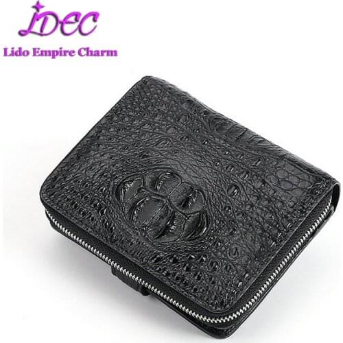 Luxury Genuine Crocodile Leather Men Wallet Coin Purse Business Fashion Design Card Holder Zipper Walet Pocket