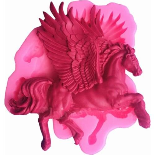 Silicone Fondant Mold 3D Horse Cake decorating tools Chocolate Baking Moulds Pegasus soap Cake Mold F0682