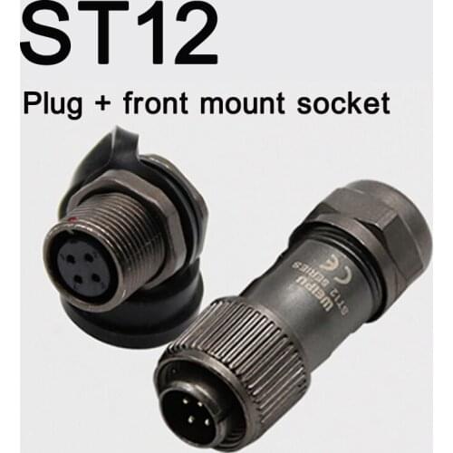 ST12 Aviation Plug Front Mount Socket IP67 Waterproof 2 3 5 6 7 9 Pin Aviation Cable Wire Connector