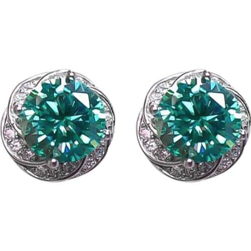 Green Moissanit Gemstone Stud Earrings For Women Stainless Steel Jewelry Wedding Gift 2021 New Fashion Created M4