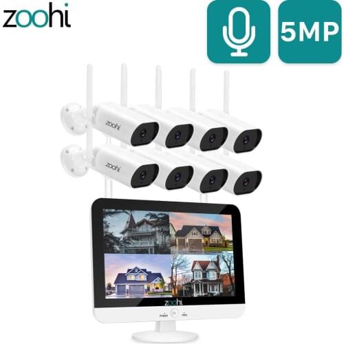 Zoohi 1920P Wifi Camera Sound Record Home Outdoor Security Set System Surveillance Video System 13-inch Wireless Monitor NVR Kit