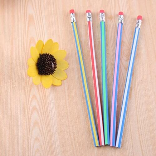 3 PCS/Lot Colorful Magic Foldable Soft Pencil with Eraser Funny Creative Pencil for Children Gift 360 Degree Rotation, No Toner