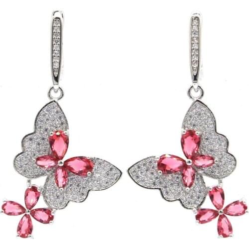 41x27mm SheCrown New Arrival Created Green Peridot White Cubic Zircon Silver Earrings Daily Wear