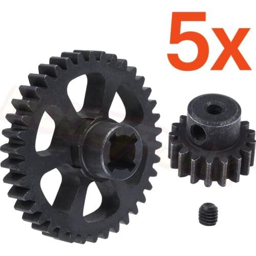5Sets/lot Steel Metal 38T Diff Main Gear & 17T Motor Pinion Gear for WLtoys 1/18 RC Car A959 A949 A969 A979 K929 Wholesale
